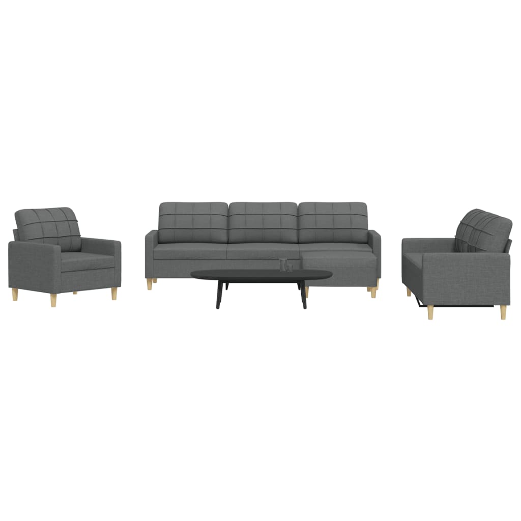 4-dijelni set sofa s tabureom tamnosivi od tkanine