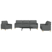 4-dijelni set sofa s tabureom tamnosivi od tkanine