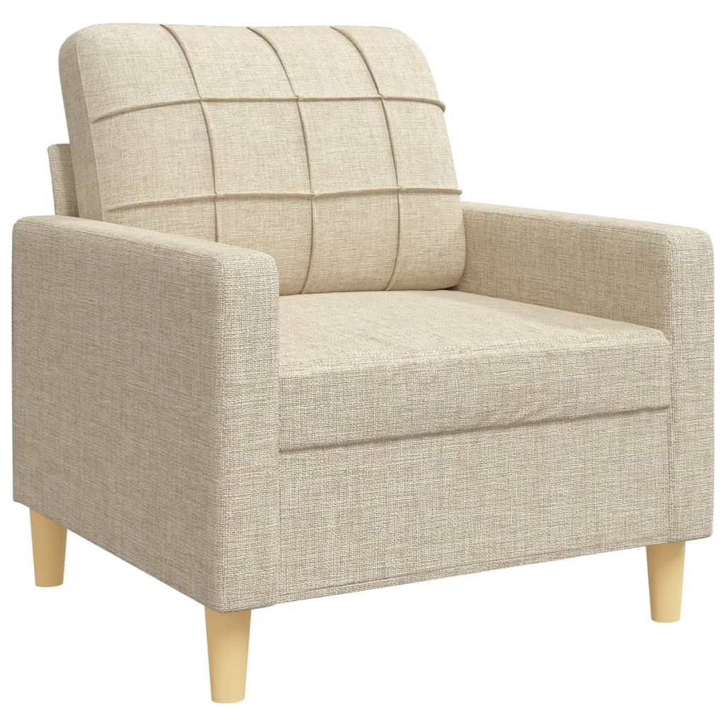 4-dijelni set sofa s tabureom krem od tkanine