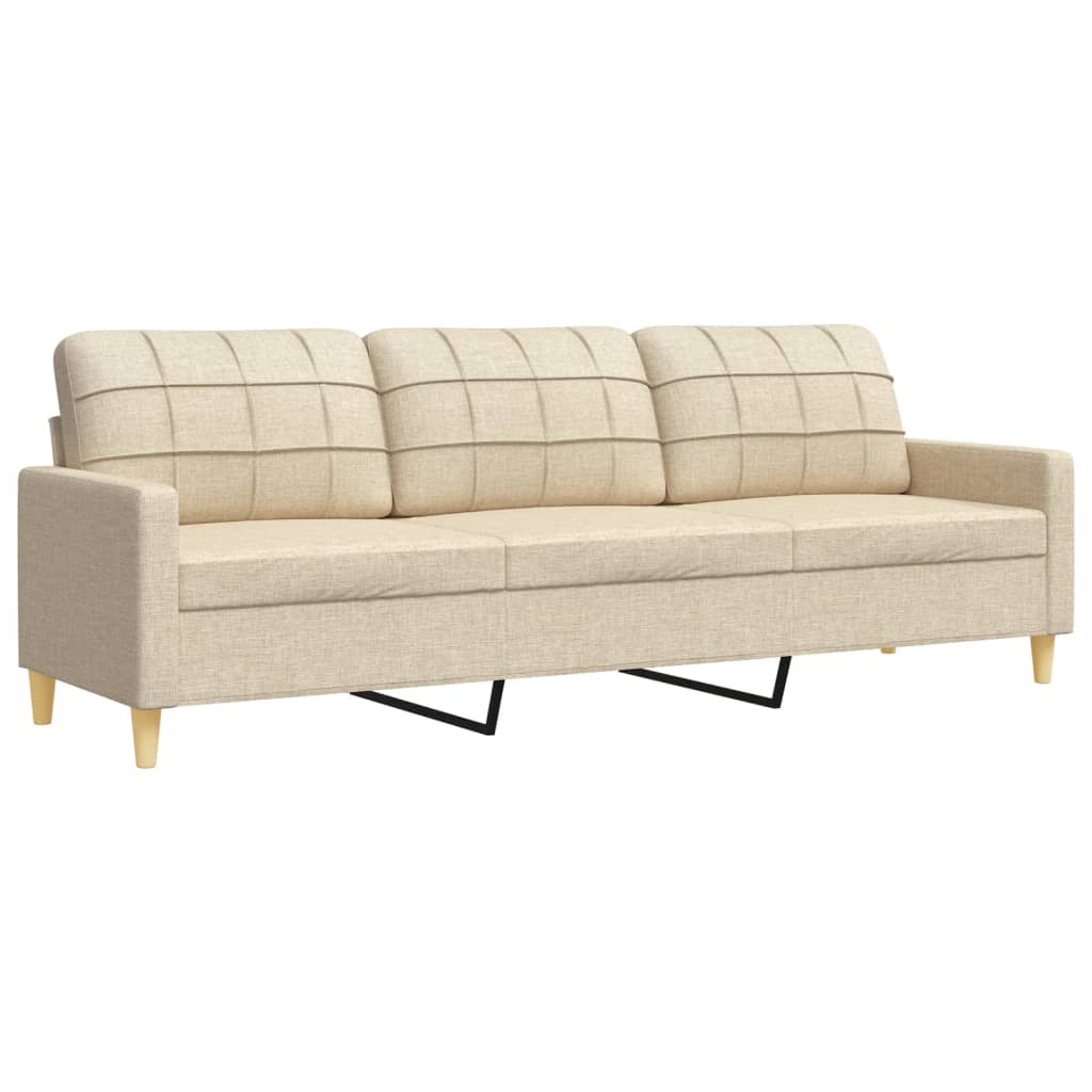 4-dijelni set sofa s tabureom krem od tkanine