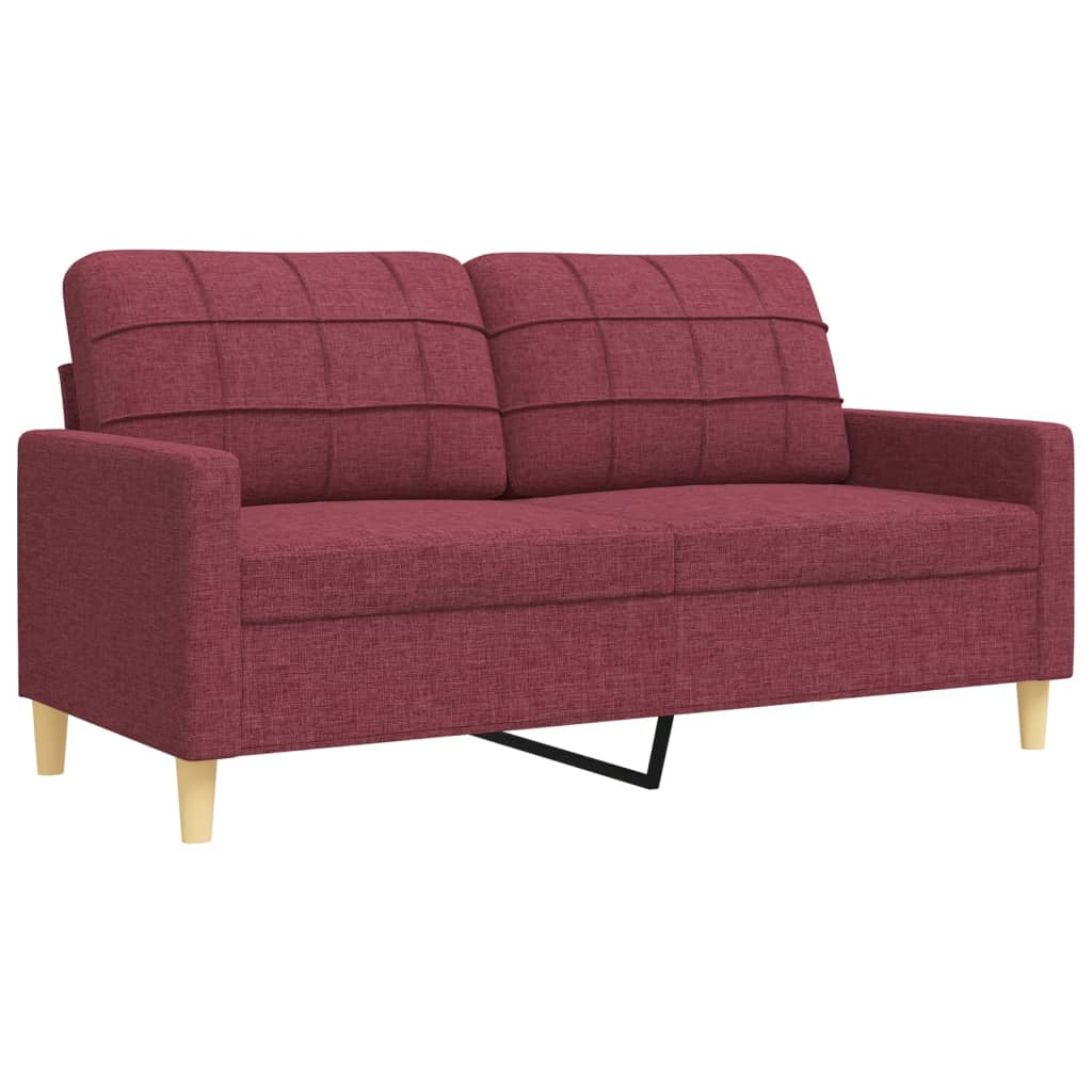 4-dijelni set sofa s tabureom crvena boja vina od tkanine