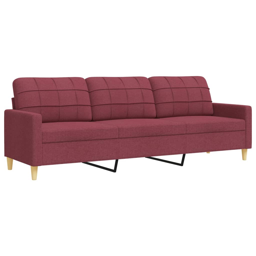 4-dijelni set sofa s tabureom crvena boja vina od tkanine