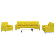 3-dijelni set sofa s ukrasnim jastucima svjetložuti od tkanine