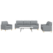 4-dijelni set sofa s tabureom jastucima svjetlosivi od tkanine