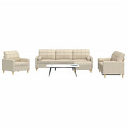 4-dijelni set sofa s tabureom i jastucima krem tkanina