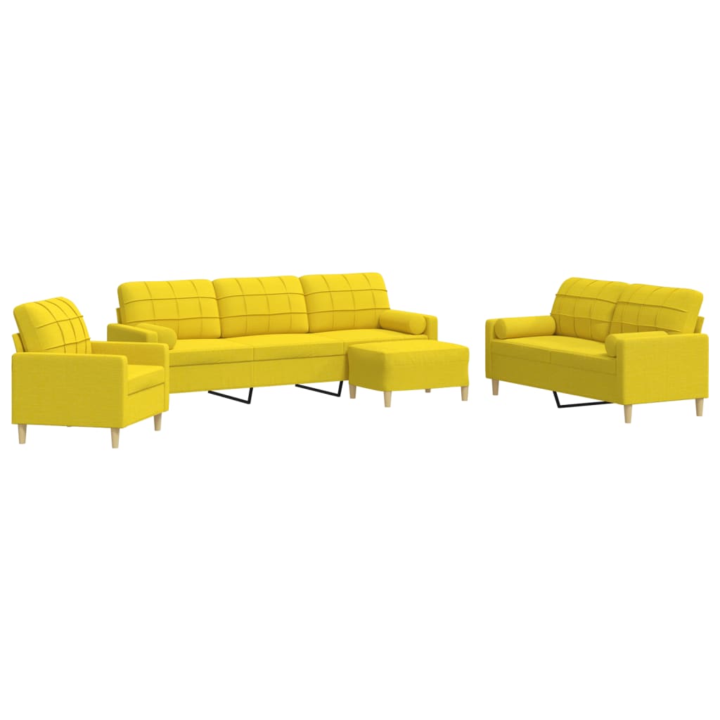 4-dijelni set sofa s tabureom i jastucima svjetlosivi tkanina