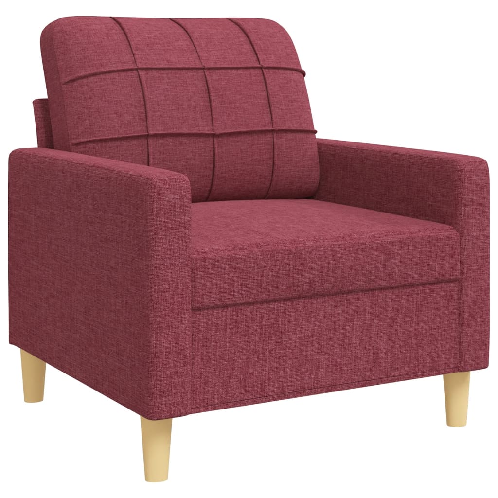4-dijelni set sofa s tabureom i jastucima boja vina tkanina