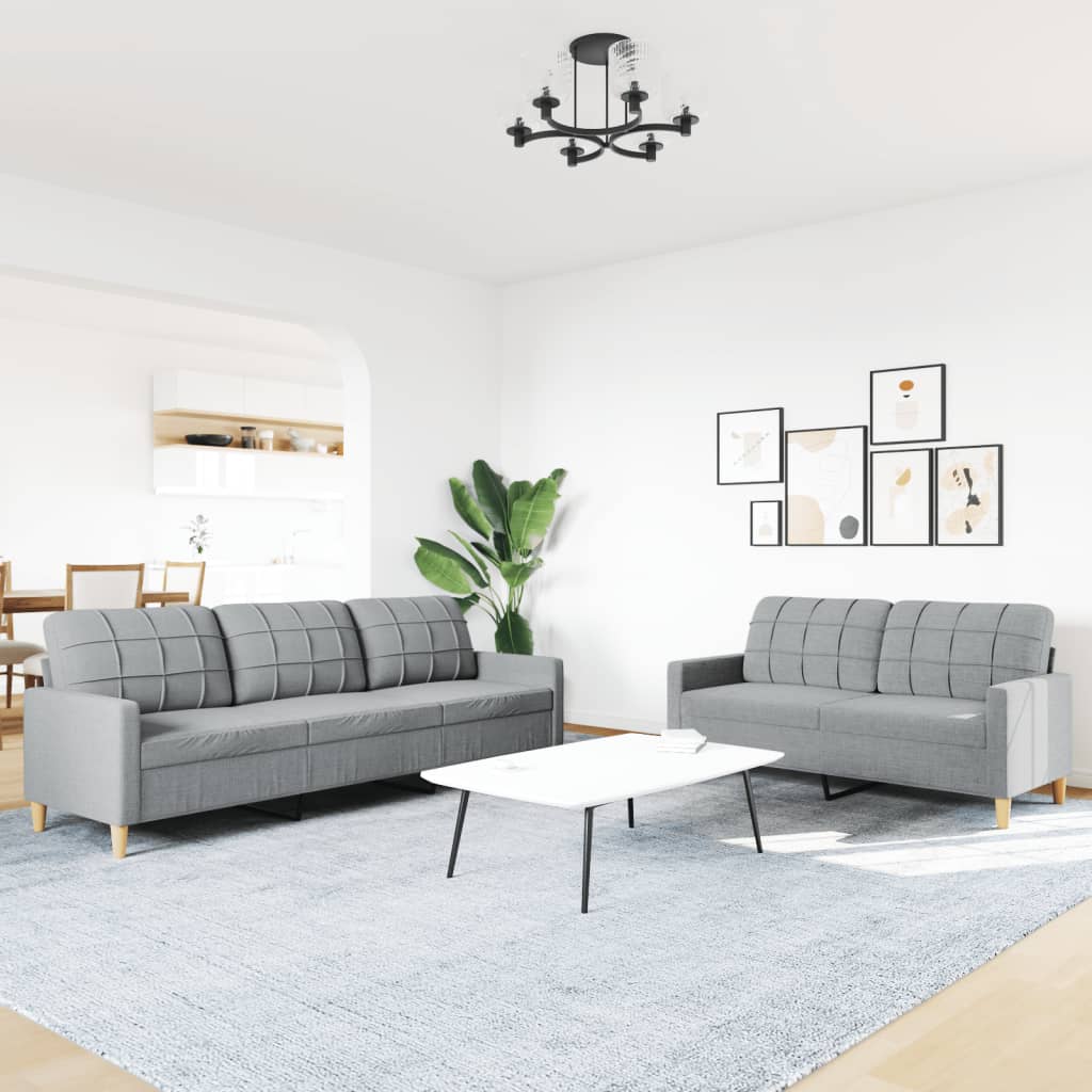 2-dijelni set sofa svjetlosivi od tkanine