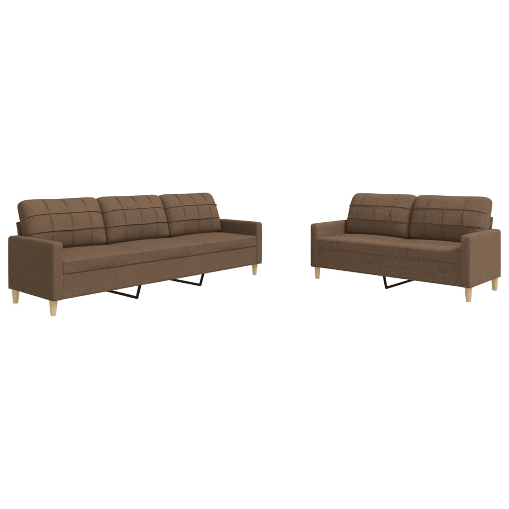 2-dijelni set sofa smeđi od tkanine