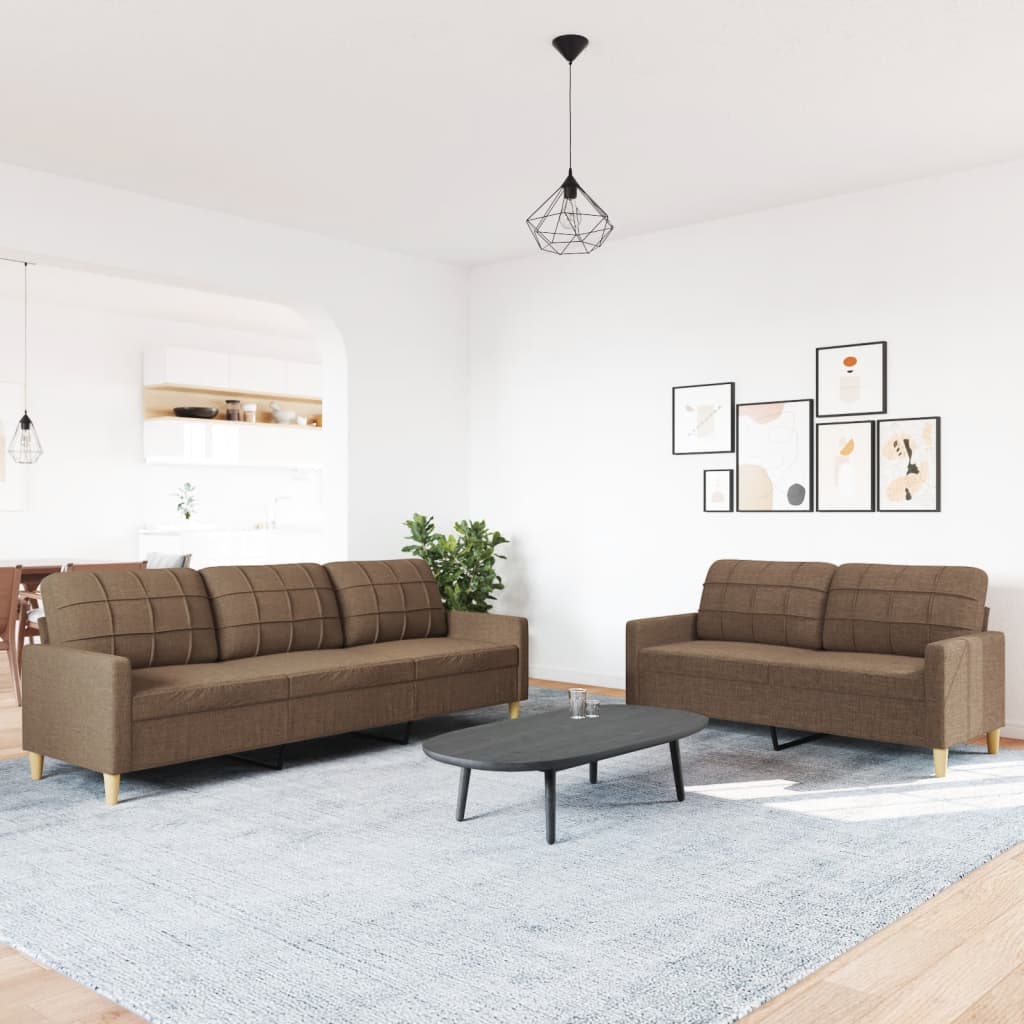 2-dijelni set sofa smeđi od tkanine
