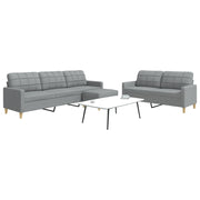 3-dijelni set sofa s tabureom svjetlosivi od tkanine