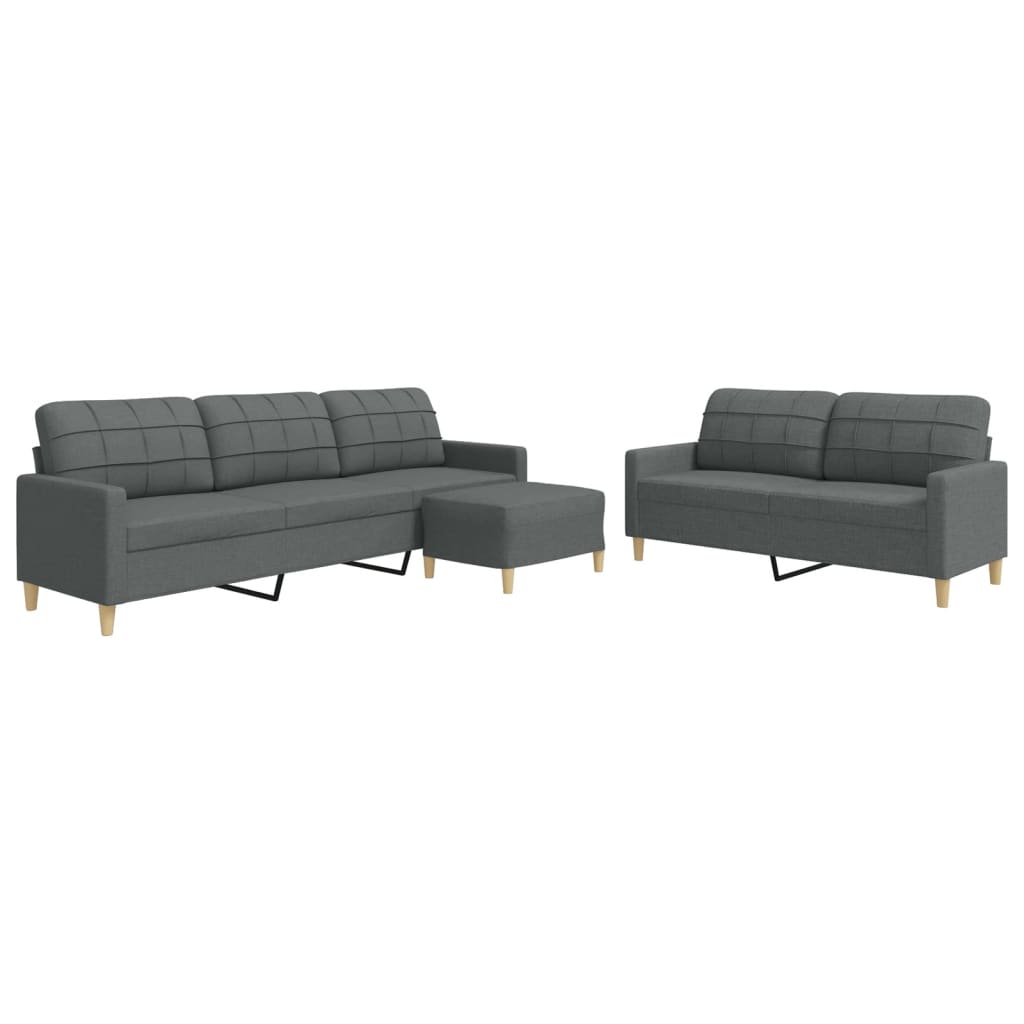 3-dijelni set sofa s tabureom tamnosivi od tkanine