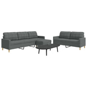 3-dijelni set sofa s tabureom tamnosivi od tkanine