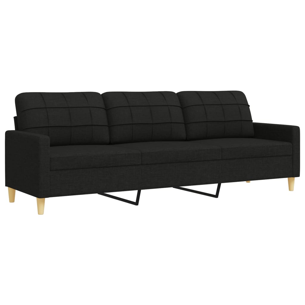 3-dijelni set sofa s tabureom crni od tkanine