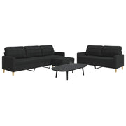 3-dijelni set sofa s tabureom crni od tkanine