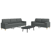 2-dijelni set sofa s ukrasnim jastucima tamnosivi od tkanine