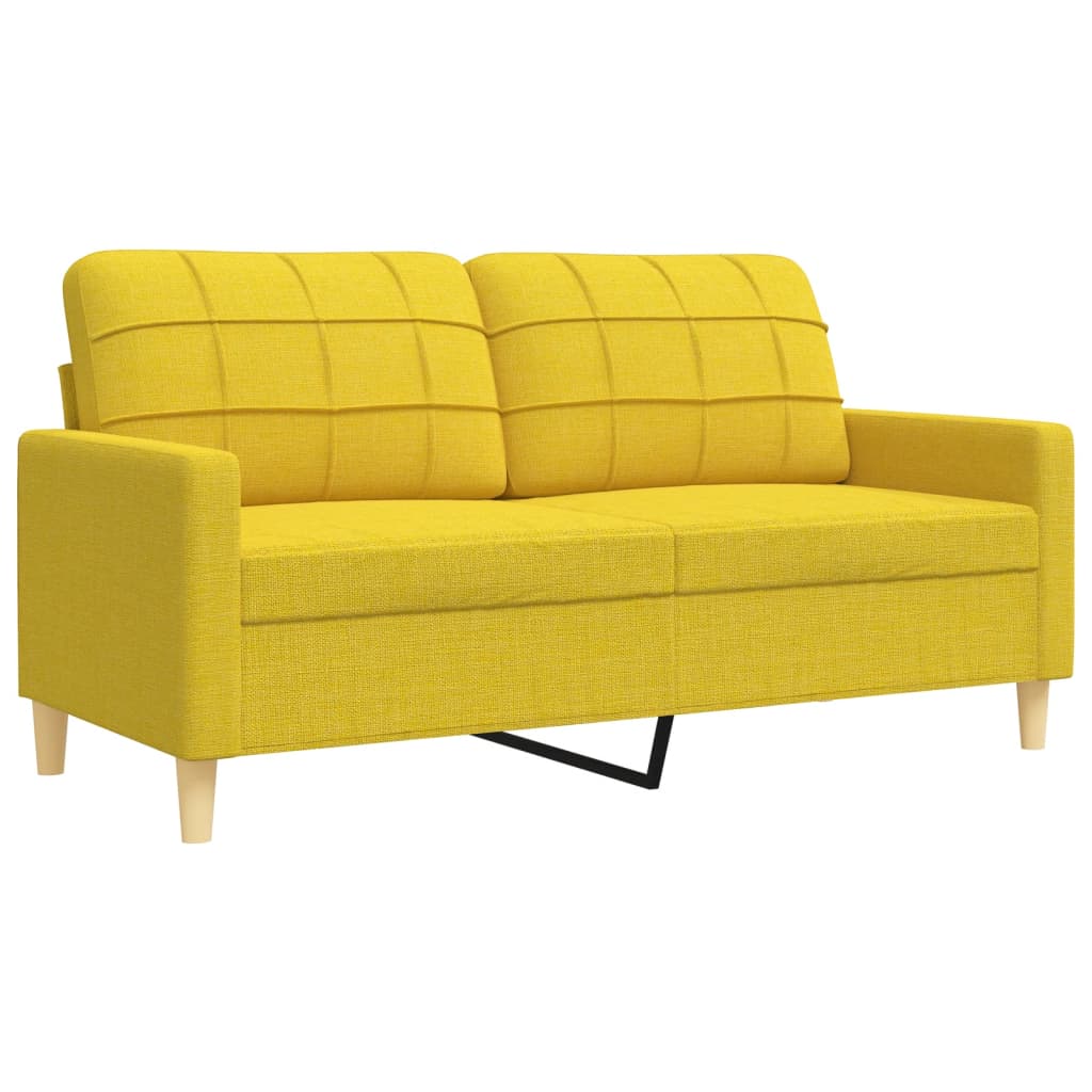 2-dijelni set sofa s ukrasnim jastucima svjetložuti od tkanine