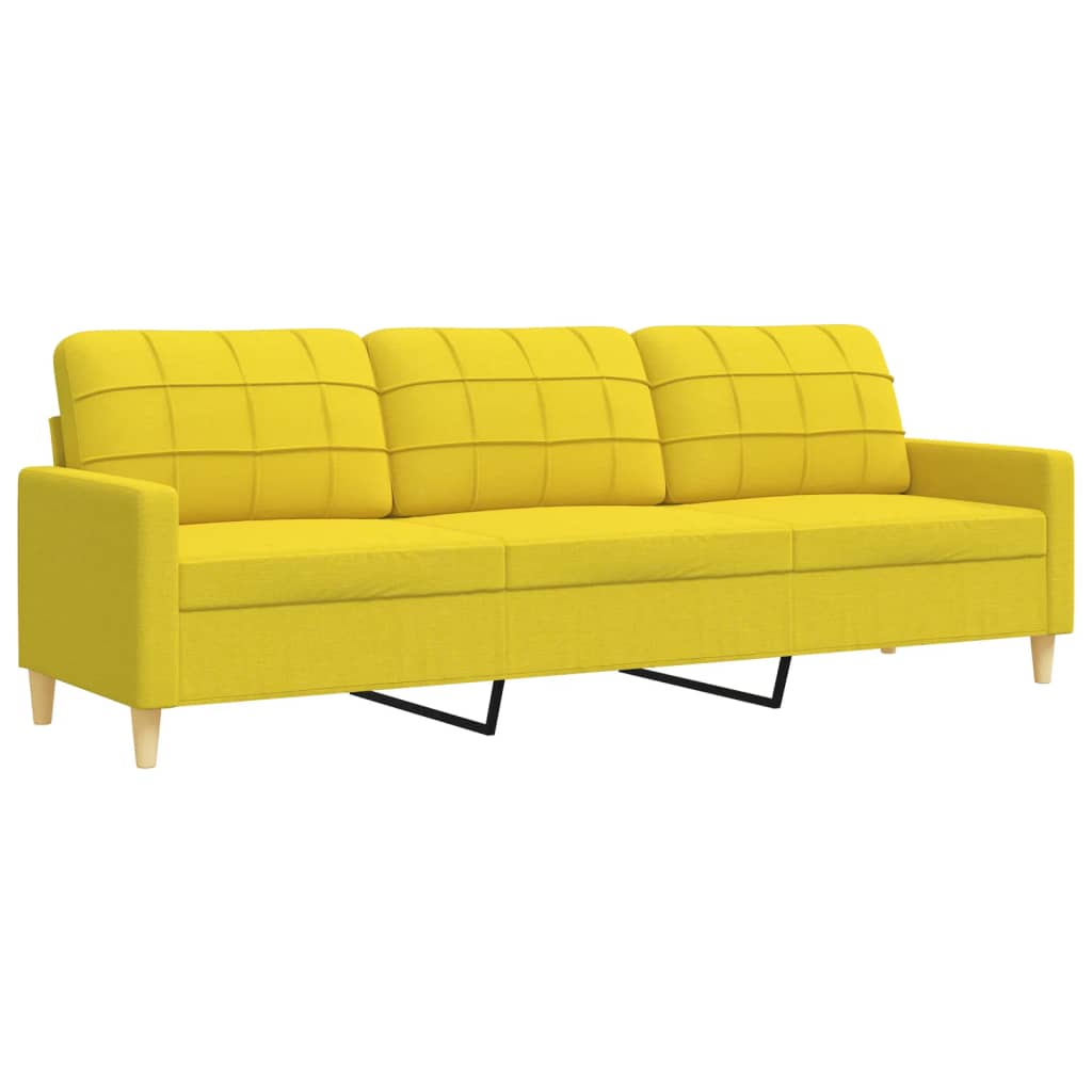 2-dijelni set sofa s ukrasnim jastucima svjetložuti od tkanine