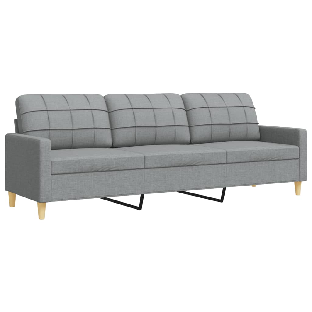 3-dijelni set sofa s tabureom i jastucima svjetlosivi tkanina