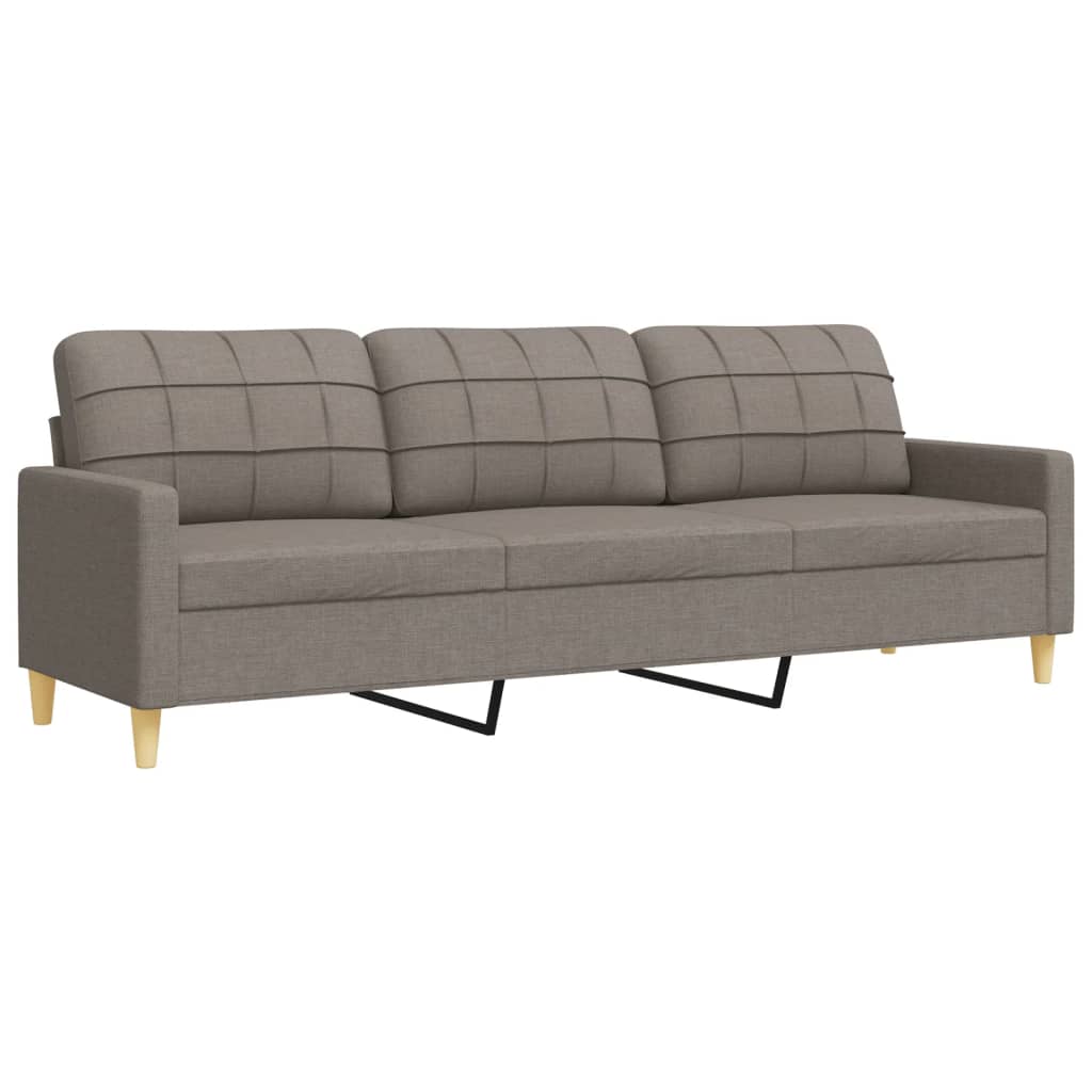3-dijelni set sofa s tabureom i jastucima smeđesivi tkanina
