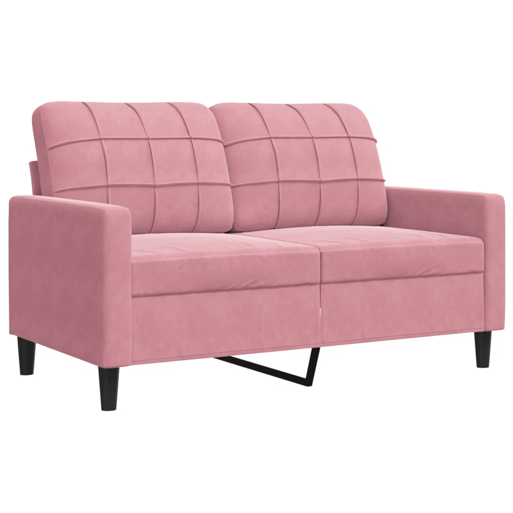 3-dijelni set sofa s jastucima ružičasti baršunasti