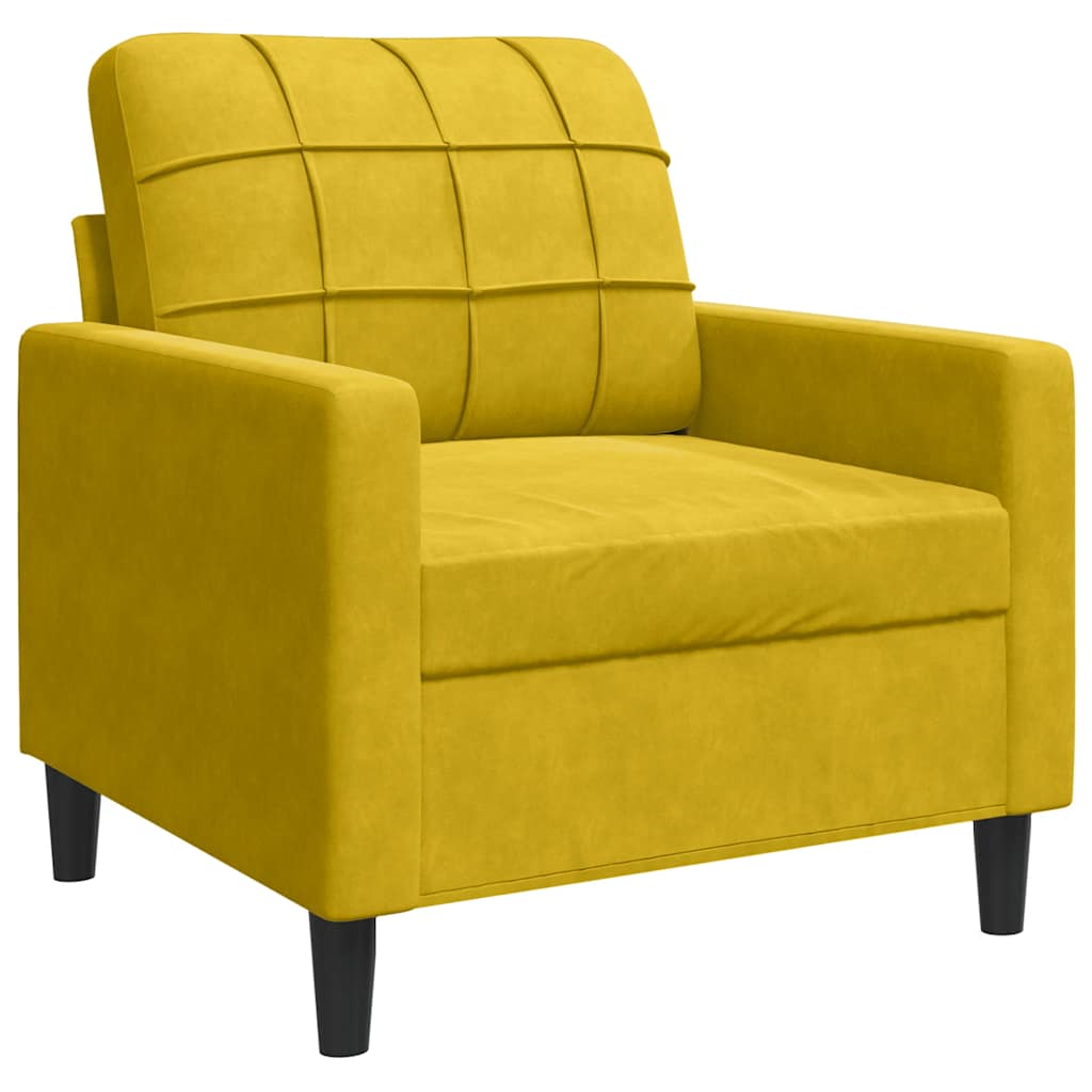 3-dijelni set sofa s jastucima žuti baršunasti