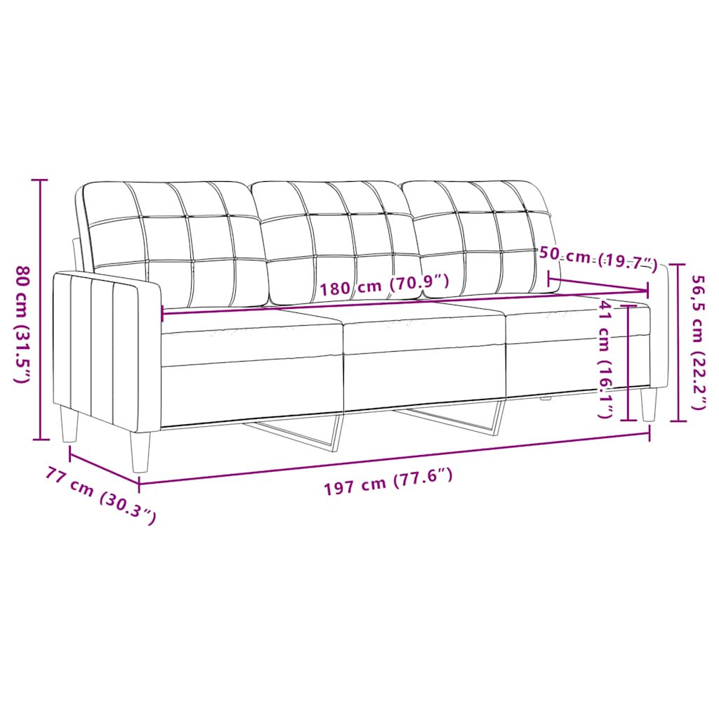 3-dijelni set sofa s jastucima krem baršunasti