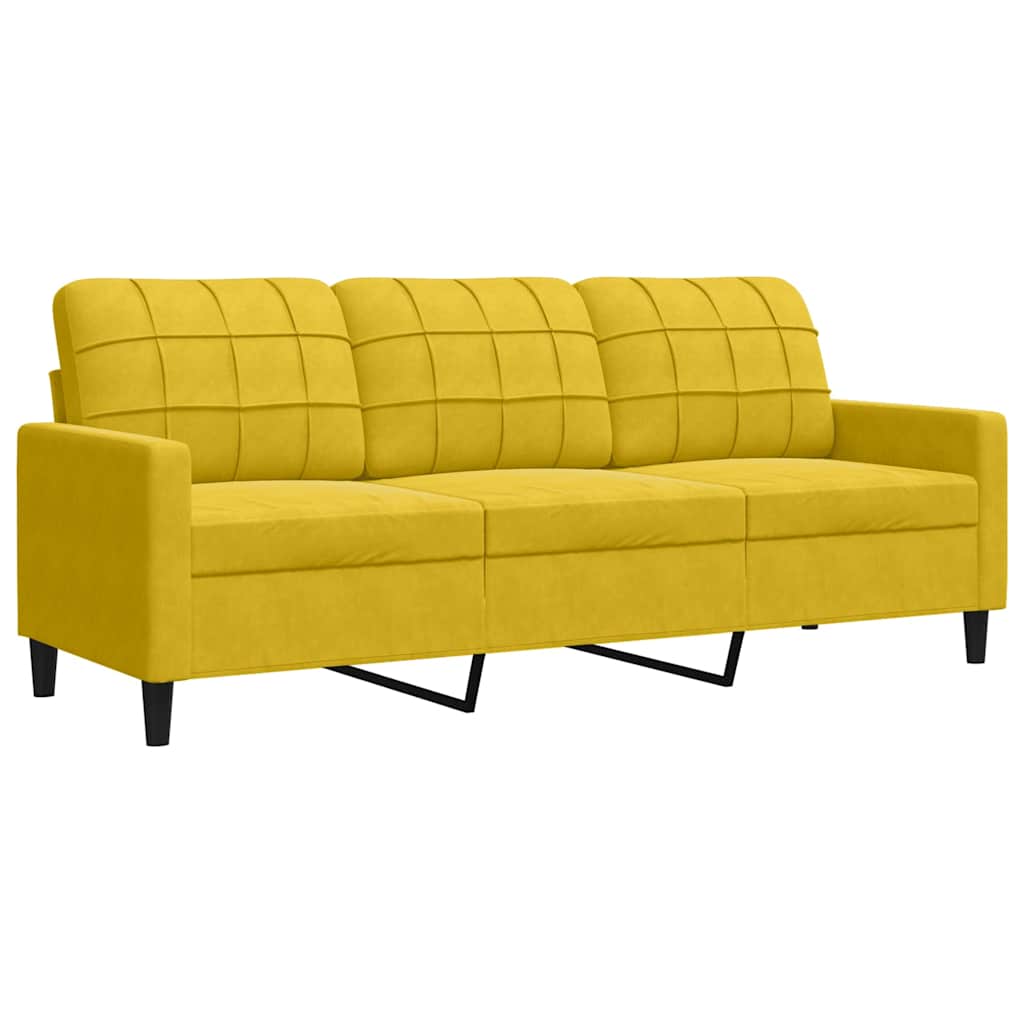 4-dijelni set sofa s jastucima žuti baršunasti