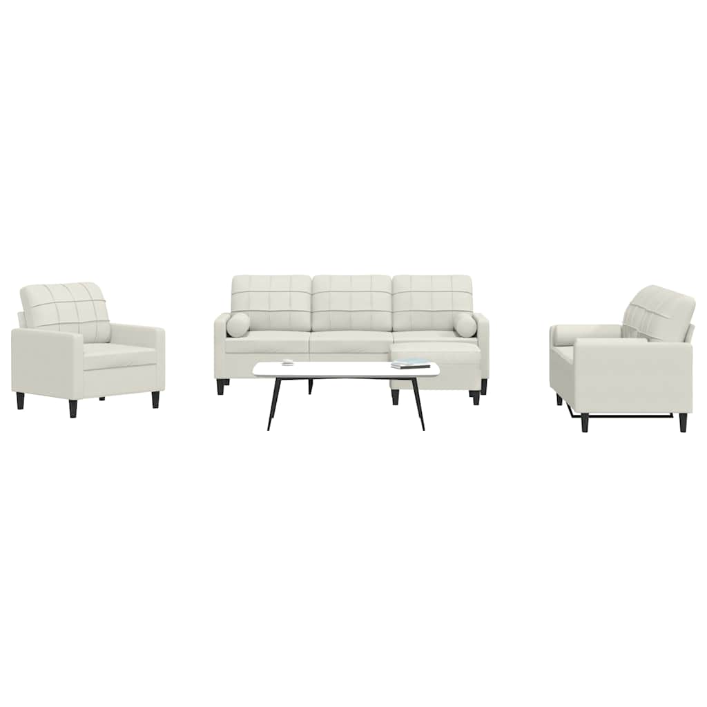 4-dijelni set sofa s jastucima krem baršunasti