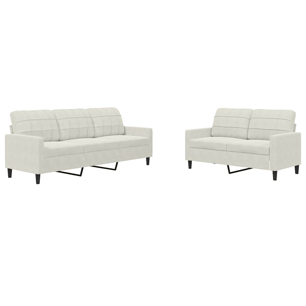 2-dijelni set sofa s jastucima krem baršunasti