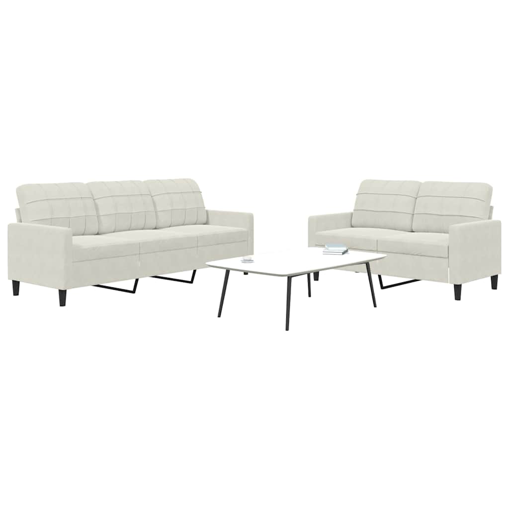 2-dijelni set sofa s jastucima krem baršunasti