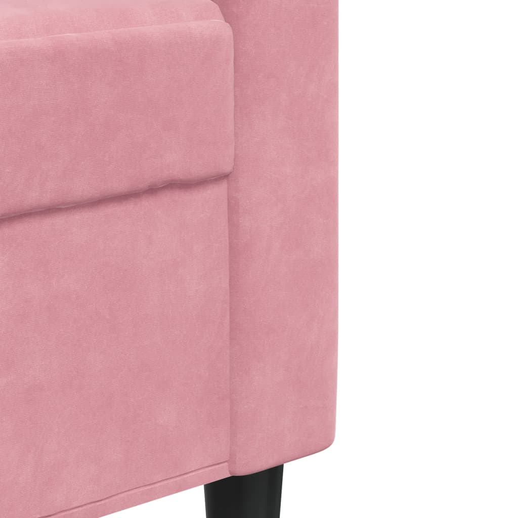 3-dijelni set sofa s jastucima ružičasti baršunasti
