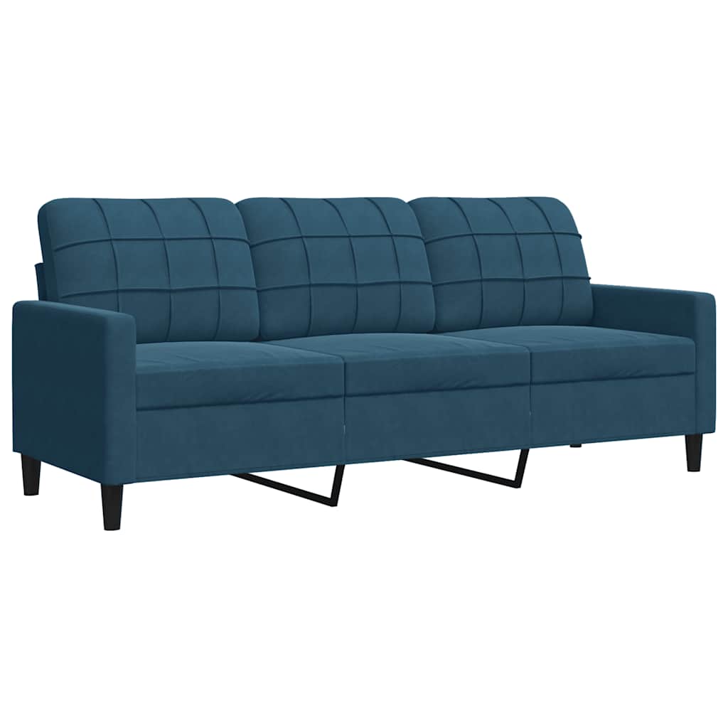 3-dijelni set sofa s jastucima plavi baršunasti