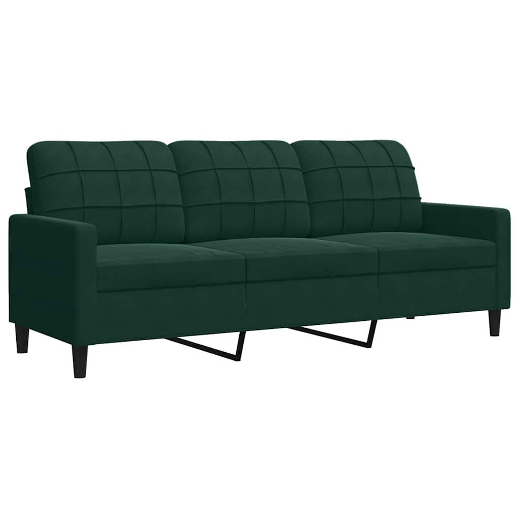 2-dijelni set sofa s jastucima tamnozeleni baršunasti