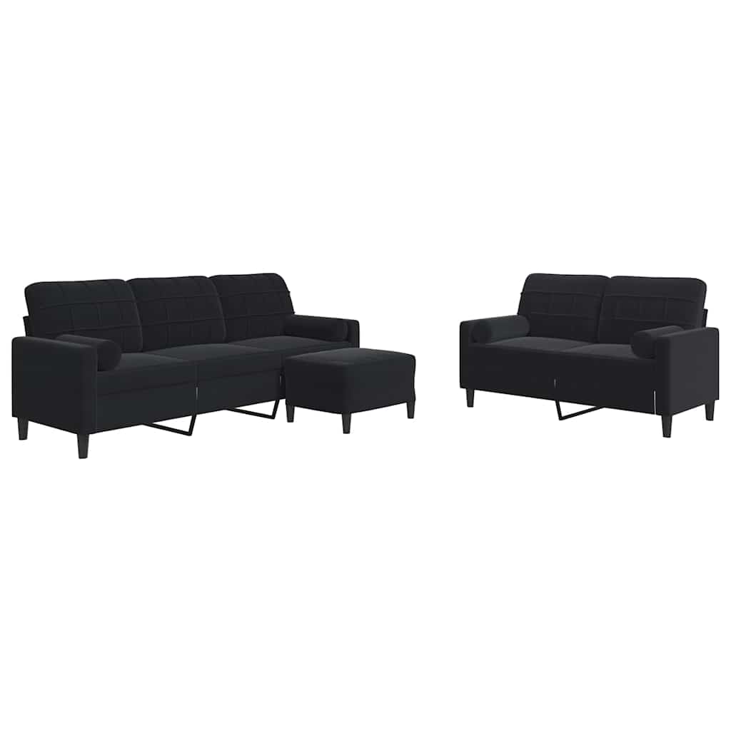 3-dijelni set sofa s jastucima crni baršunasti