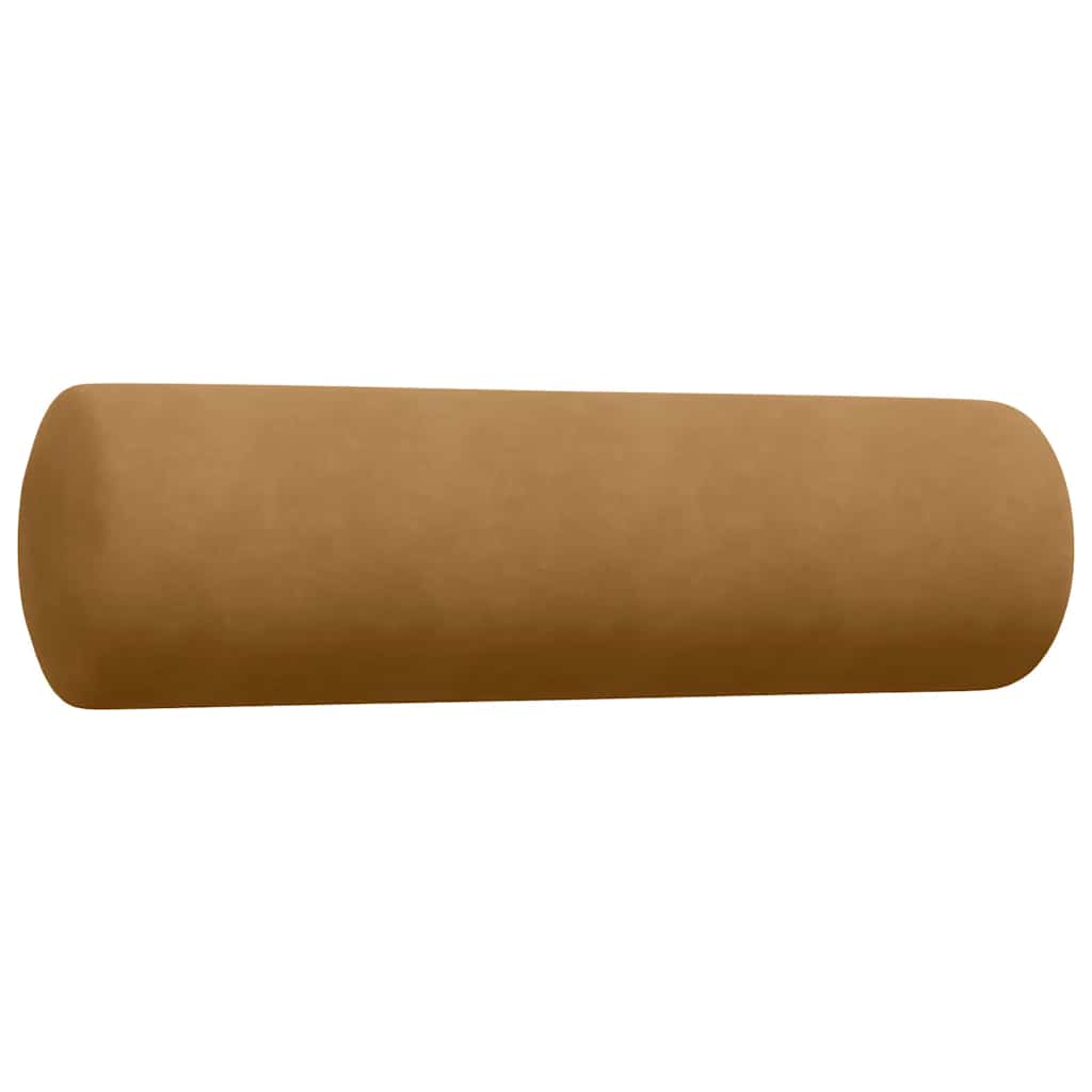 3-dijelni set sofa s jastucima smeđi baršunasti