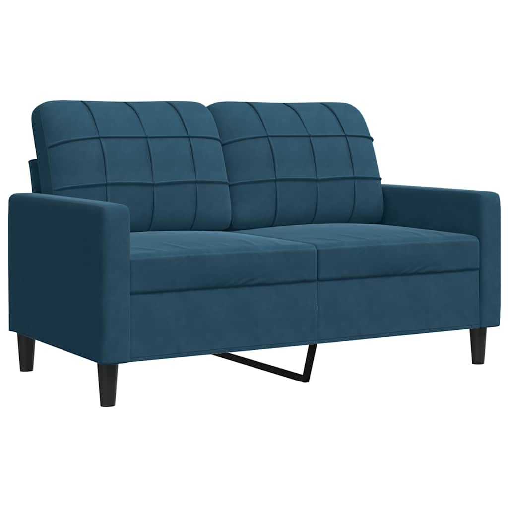 3-dijelni set sofa s jastucima plavi baršunasti