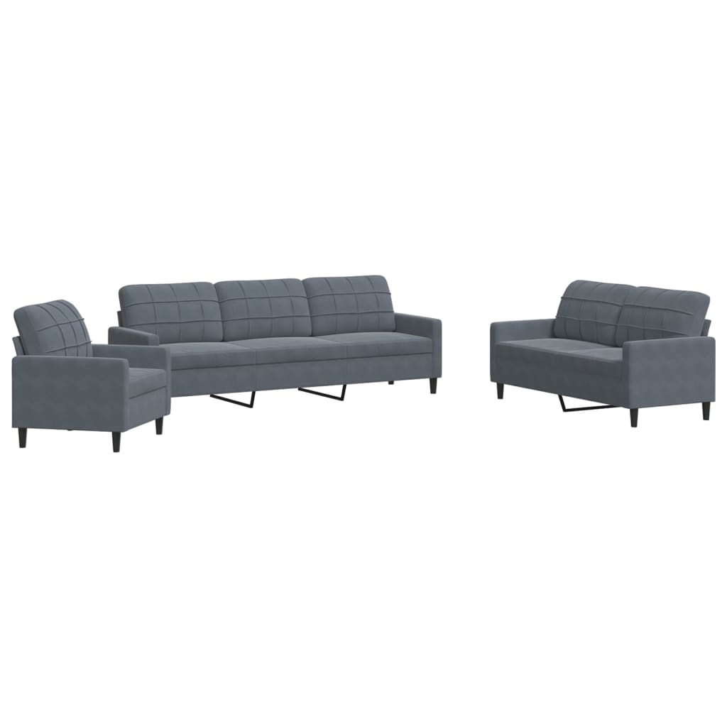 4-dijelni set sofa s jastucima tamnosivi baršunasti