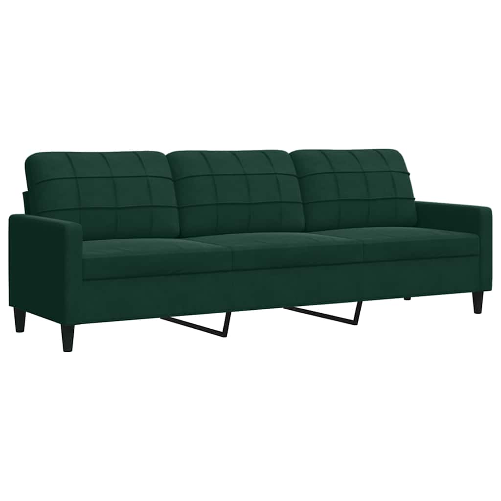 4-dijelni set sofa s jastucima tamnozeleni baršunasti