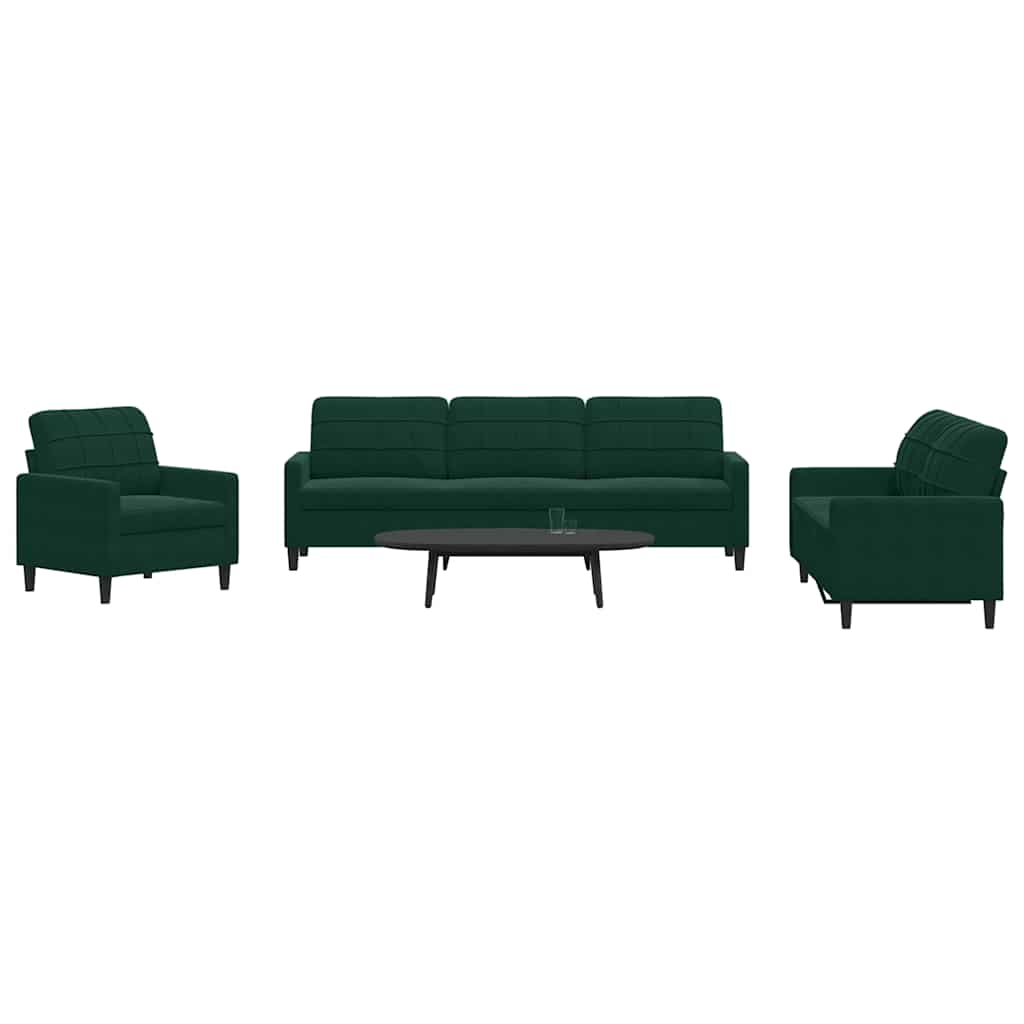 4-dijelni set sofa s jastucima tamnozeleni baršunasti