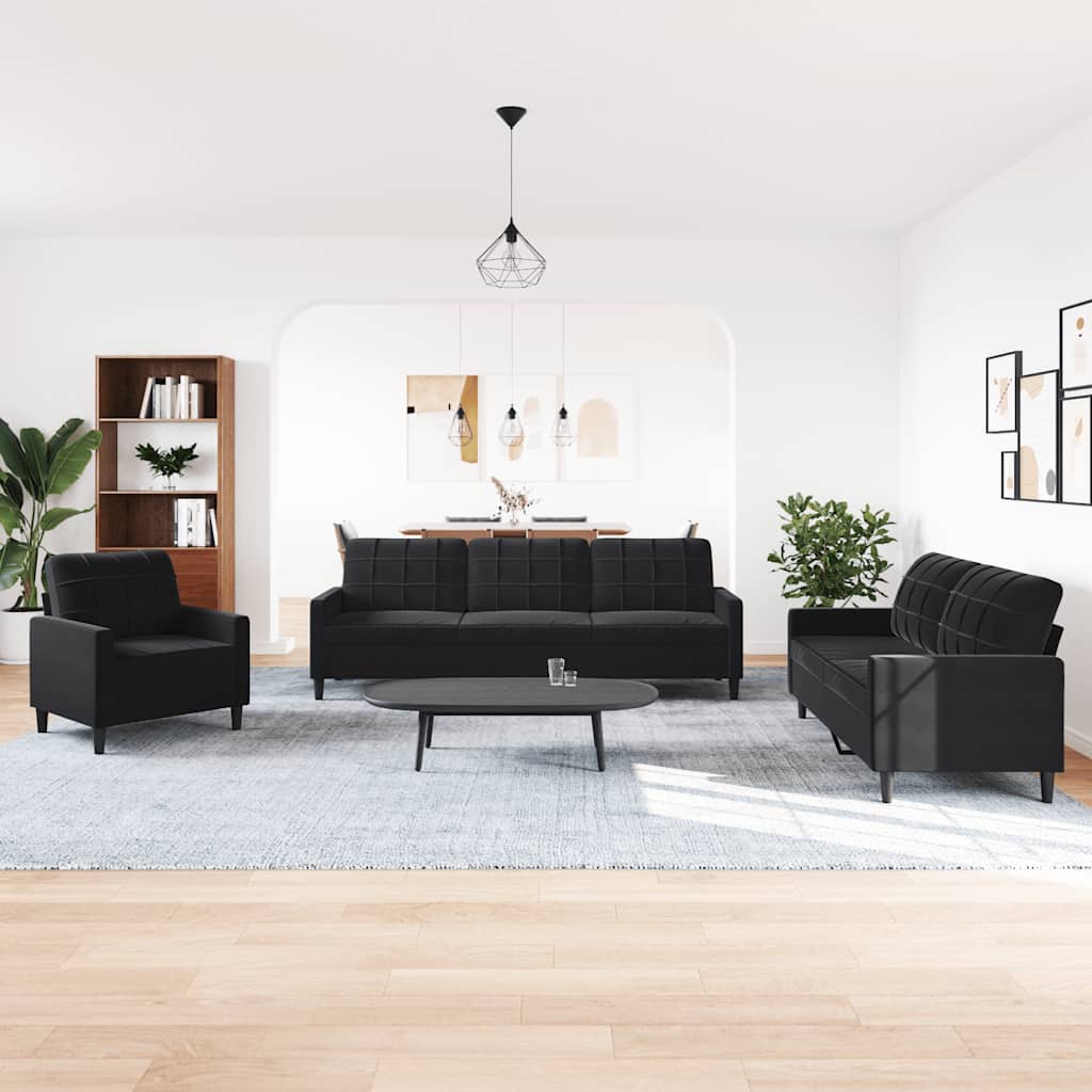 4-dijelni set sofa s jastucima crni baršunasti