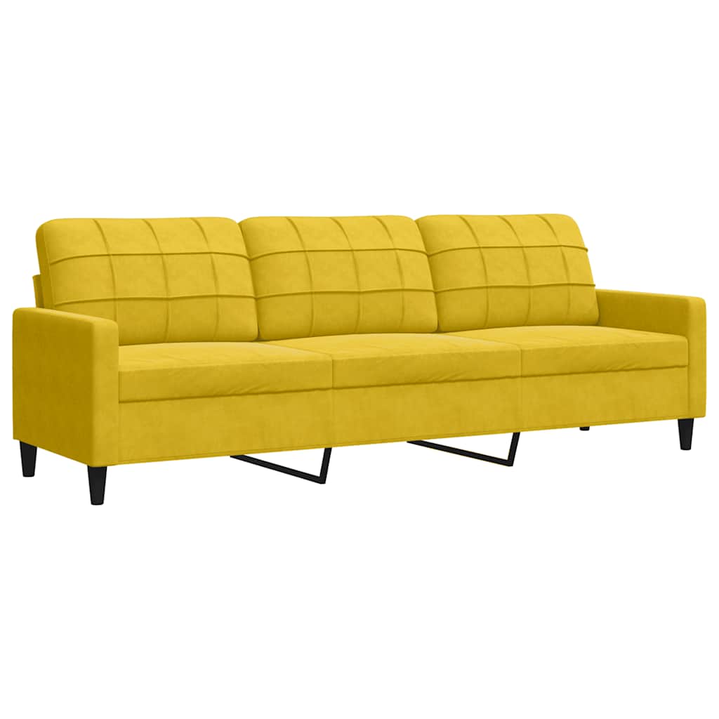 4-dijelni set sofa s jastucima žuti baršunasti
