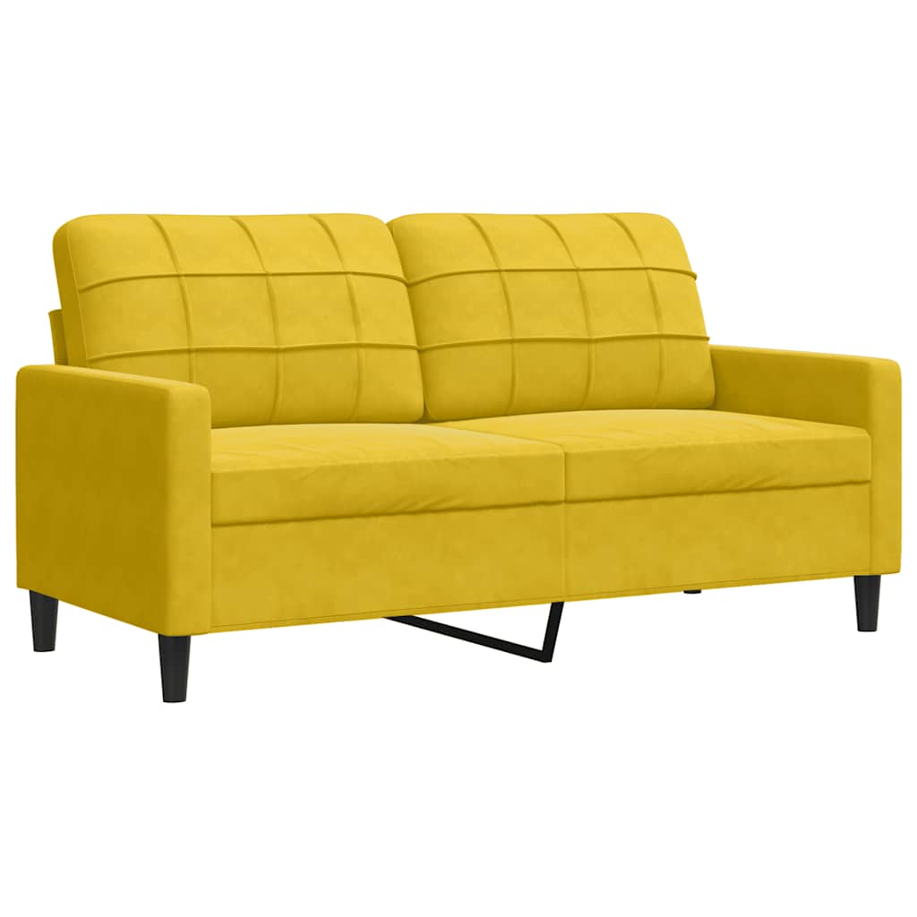 4-dijelni set sofa s jastucima žuti baršunasti