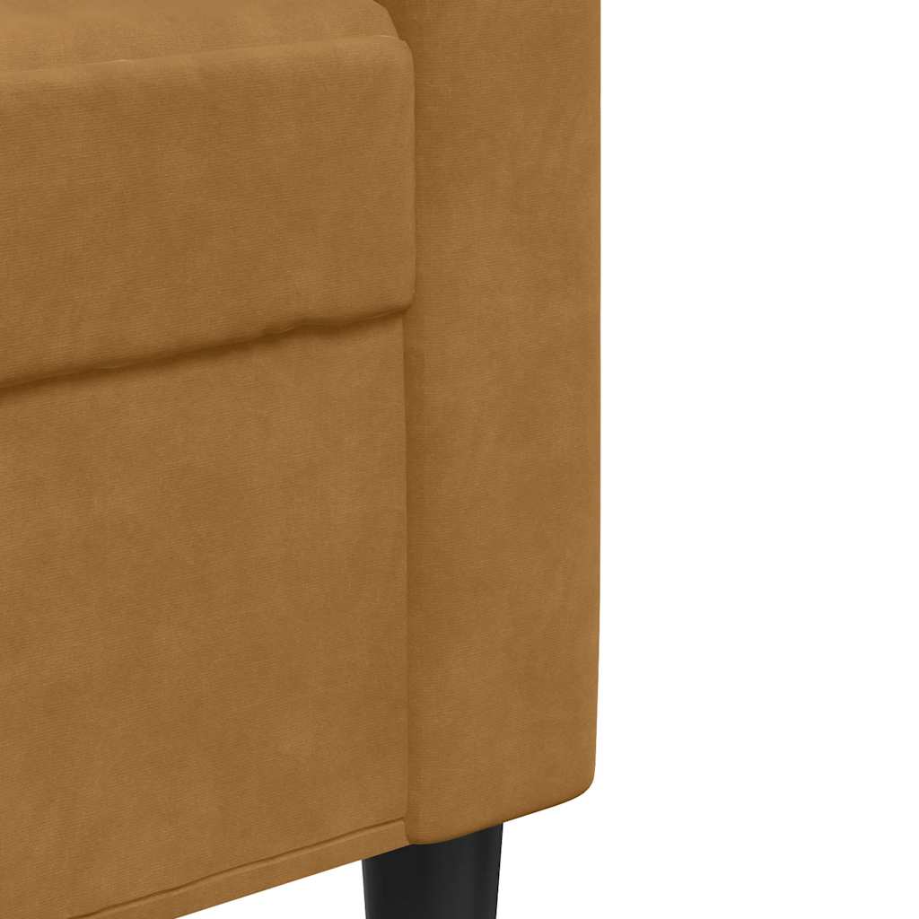 4-dijelni set sofa s jastucima smeđi baršunasti