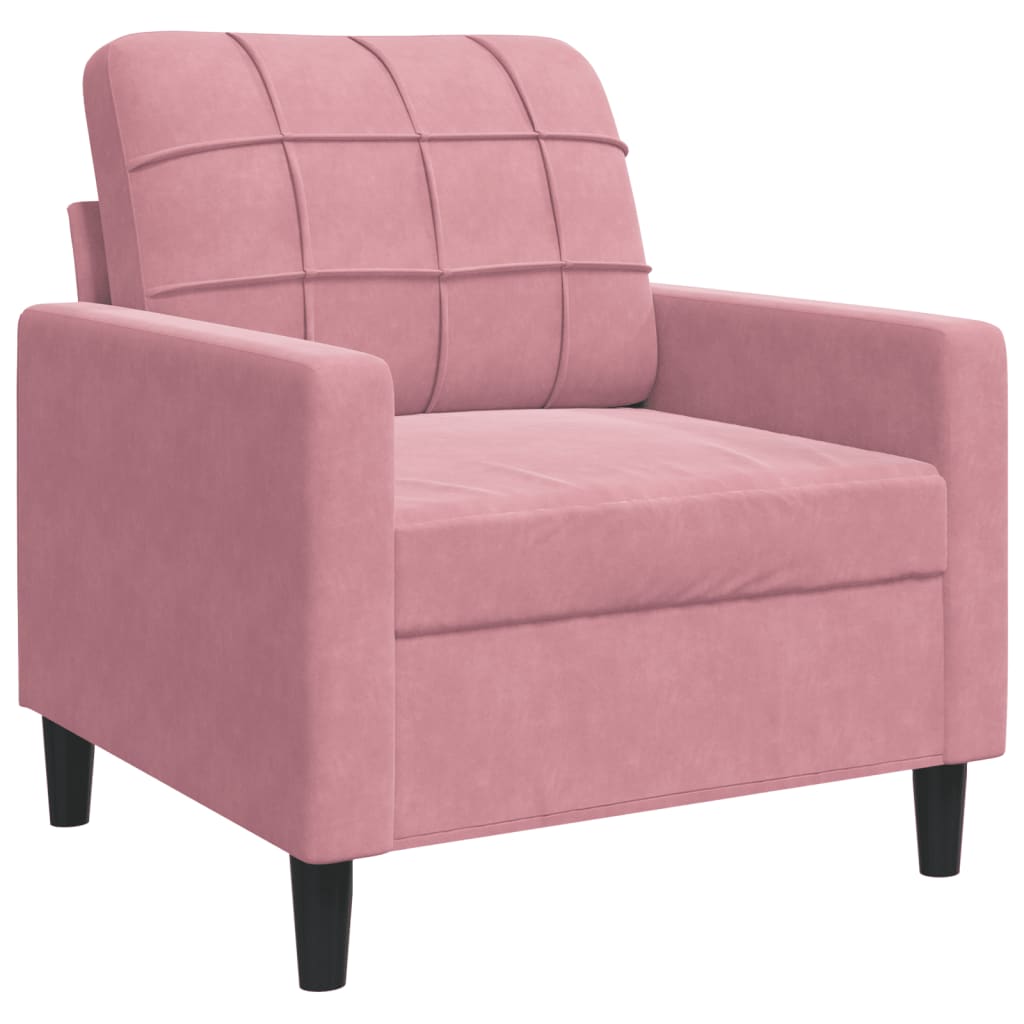 3-dijelni set sofa s jastucima ružičasti baršunasti