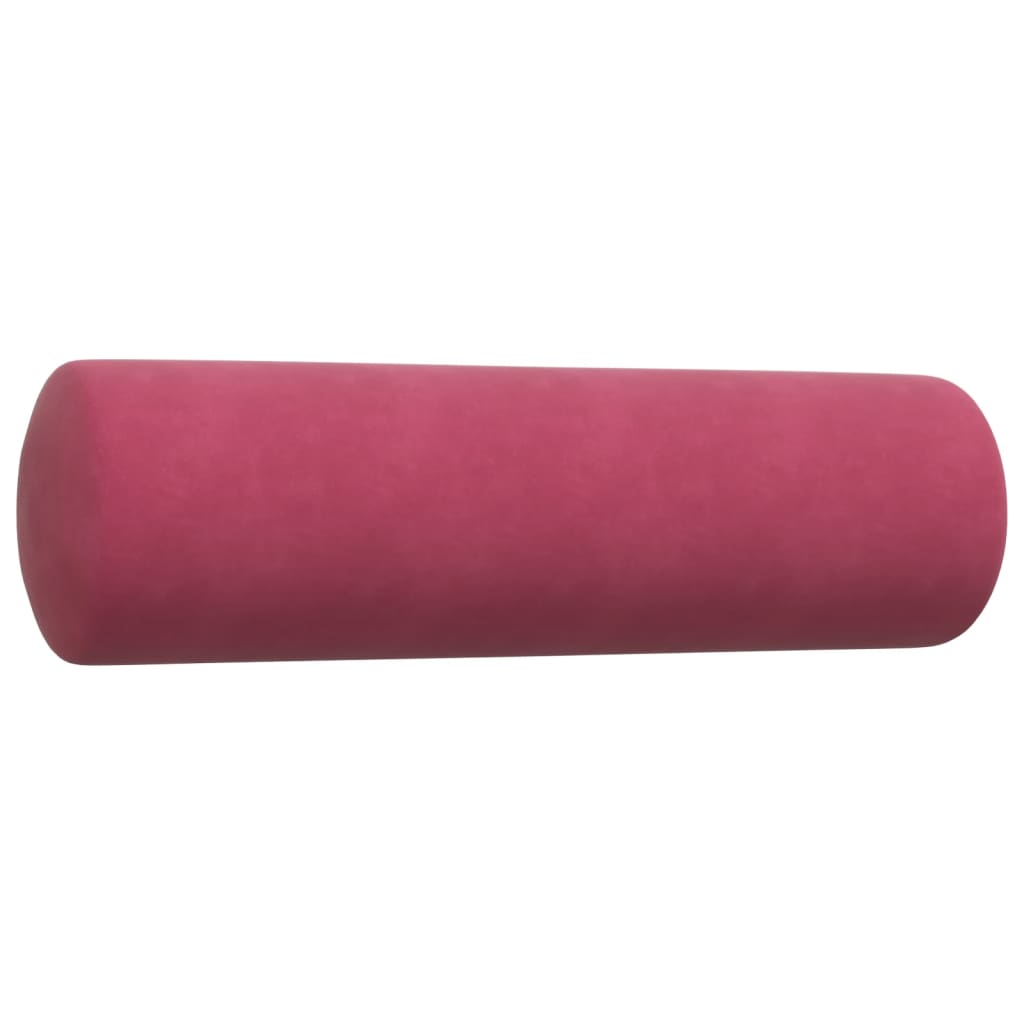 3-dijelni set sofa s jastucima crvena boja vina baršunasti