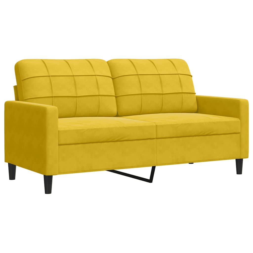 3-dijelni set sofa s jastucima žuti baršunasti
