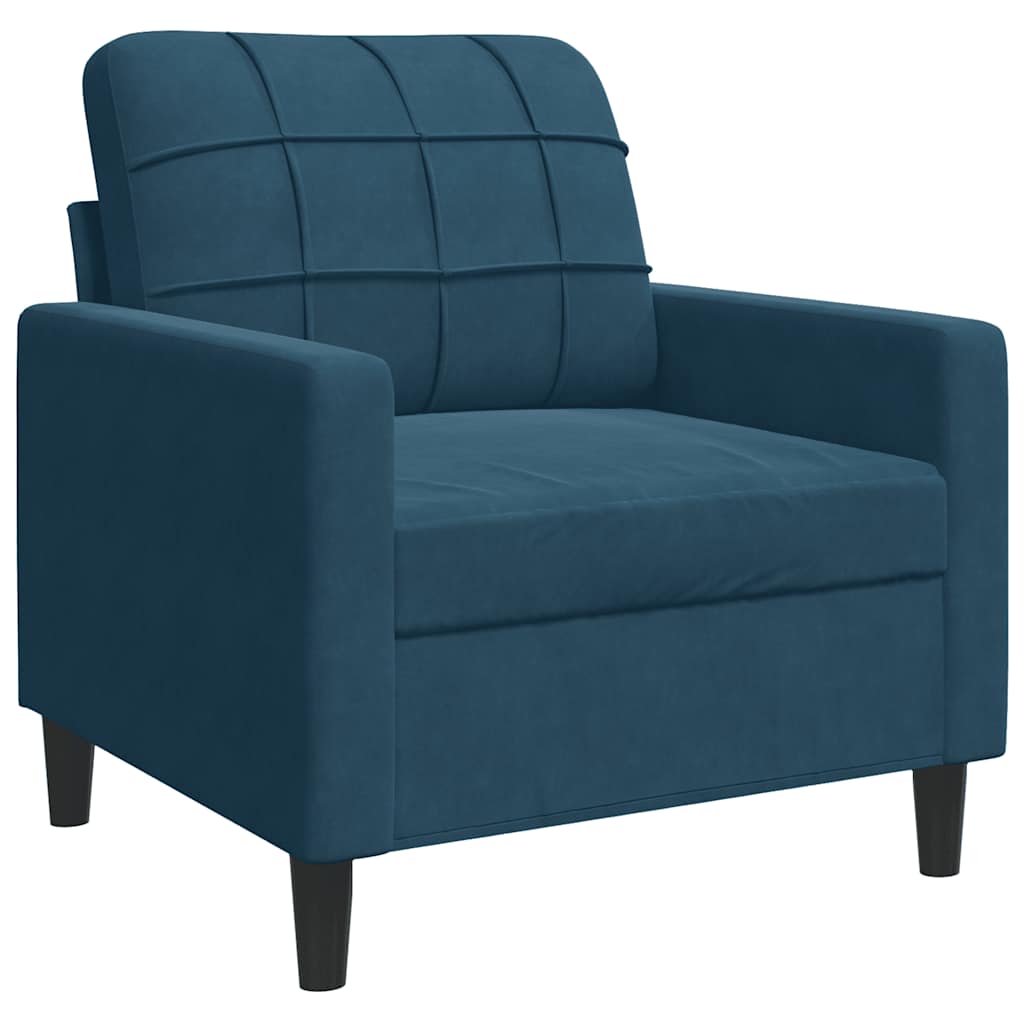 4-dijelni set sofa s jastucima plavi baršunasti
