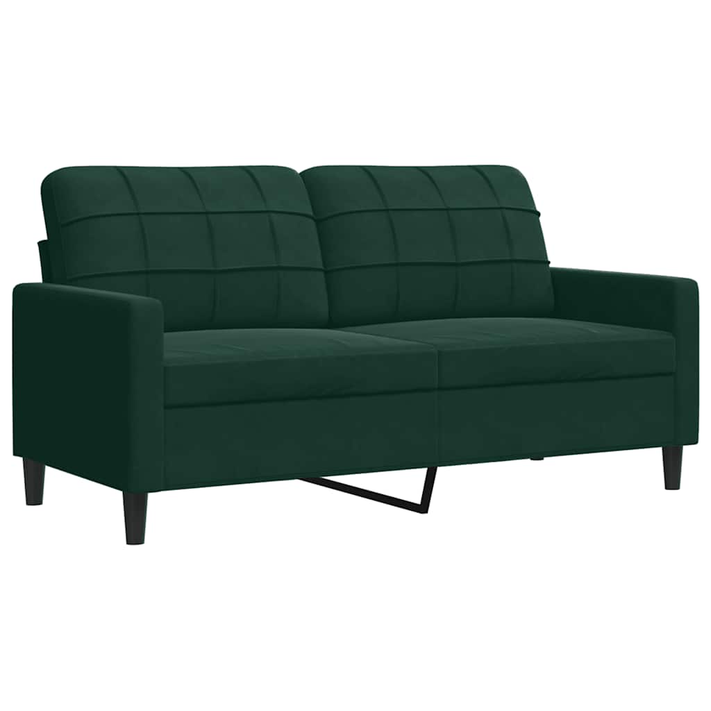 2-dijelni set sofa s jastucima tamnozeleni baršunasti