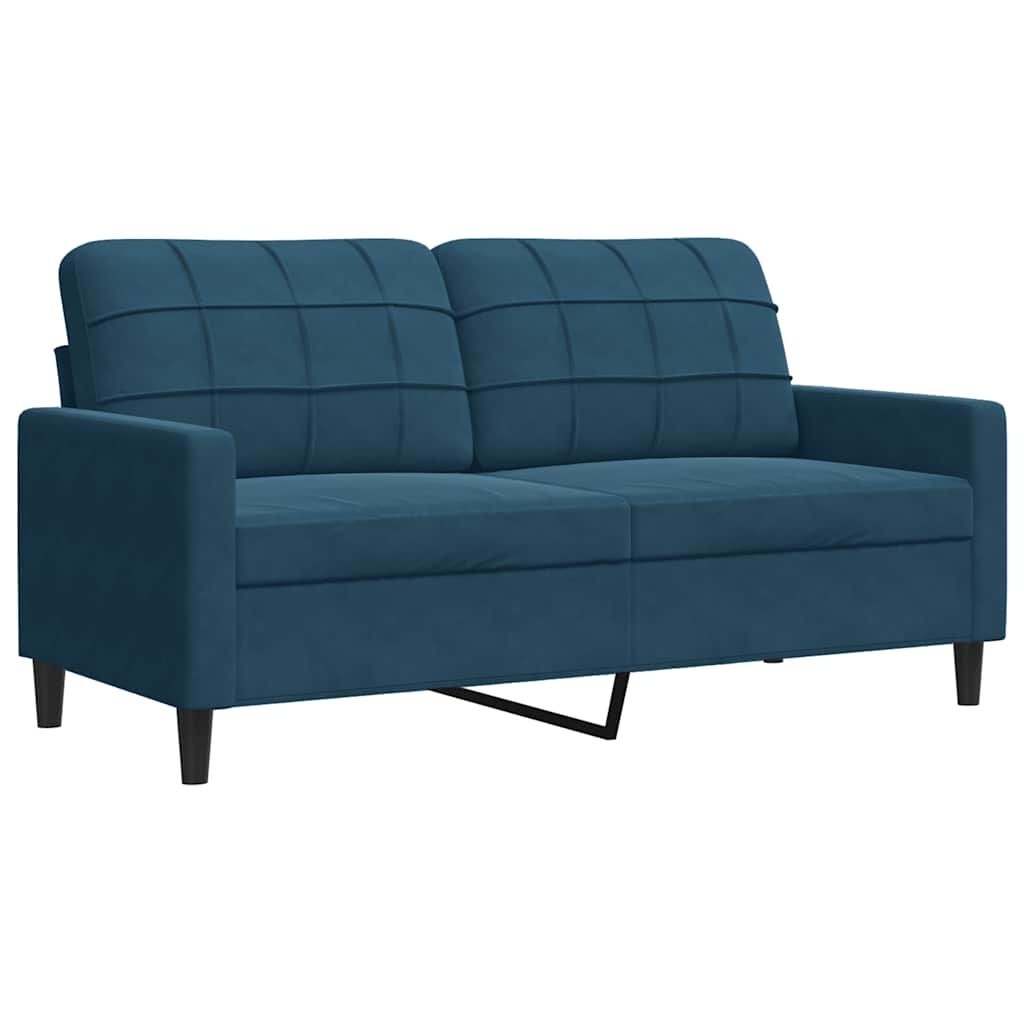 2-dijelni set sofa s jastucima plavi baršunasti